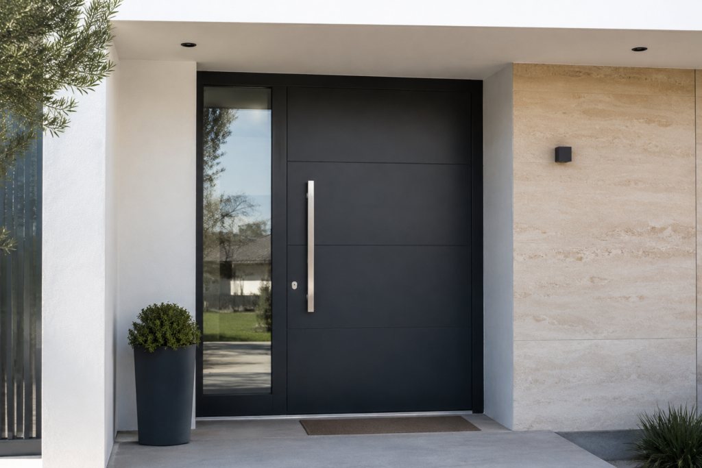 Puerta metálica minimalista