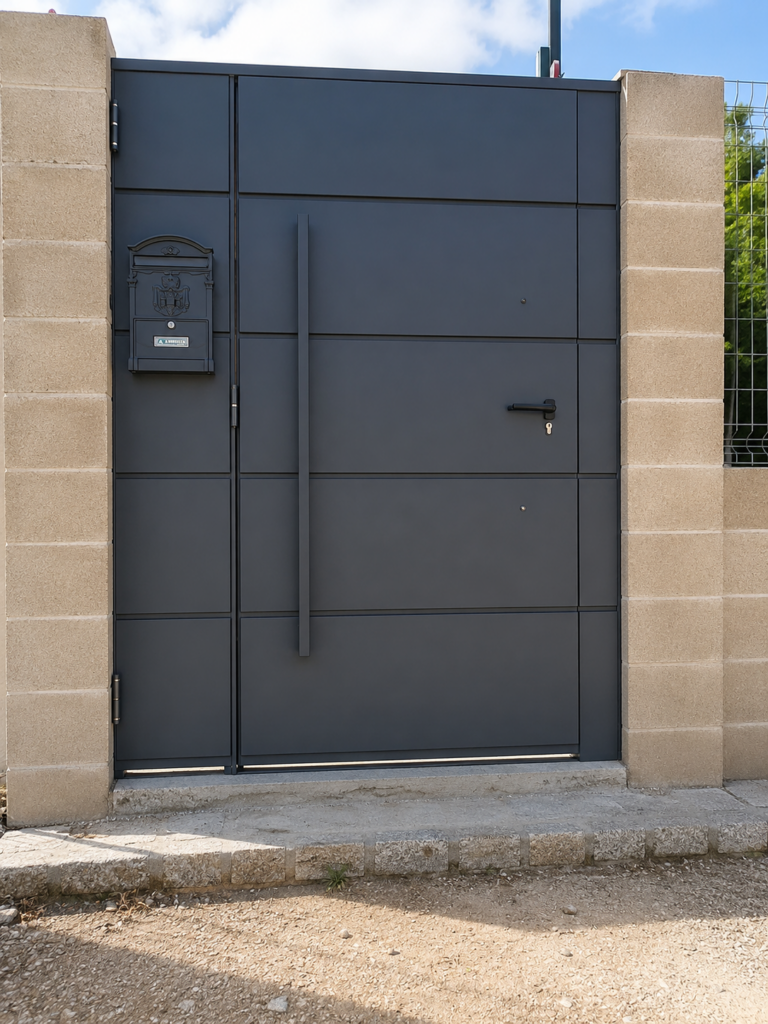 Puerta metálica minimalista