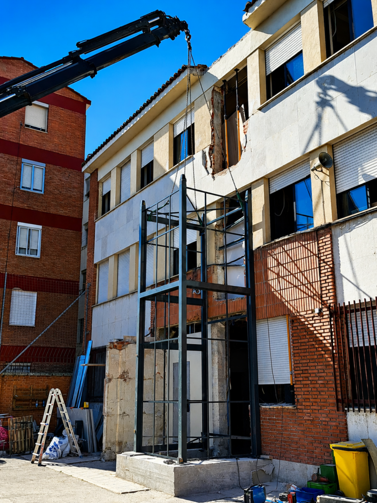 Instalación de ascensor estructura metálica a medida